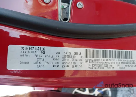 2017 Dodge Journey Gt Awd z USA, uszkodzony, nr VIN 3C4PDDEG3HT515220